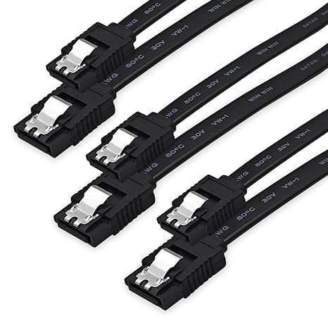3-Pack 18 Inch SATA Cable, SATA III Cable 6Gbps Straight 180-180 Degree for SATA HDD, SSD, CD Driver, CD Writer, Black