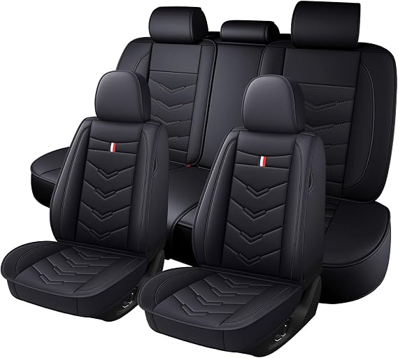 Vehicle Seat Covers,for Ford F-150 F150 2005-2025 Waterproof Leather Seat Cushion Full Set Seat Covers Protectors,Compatible with Airbag (Standard,Black)