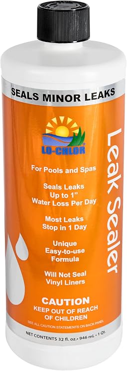 Lo-Chlor Leak Sealer for Swimming Pool, Hot Tub and Spa, Seals Minor Leaks Within 24 Hours, No Need to Drain, Pour into Skimmer, for Inground and Swimming Pools Above Ground, 32 oz