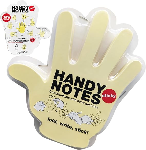 Yellow Fold Write Handy Notes,Hand Shaped Sticky Notes Sticker 90 Sheets(3 Pads per Pack,30 Sheets per pad),Office Supplies and School Products,Easy to Post for Home,Office,Notebook.
