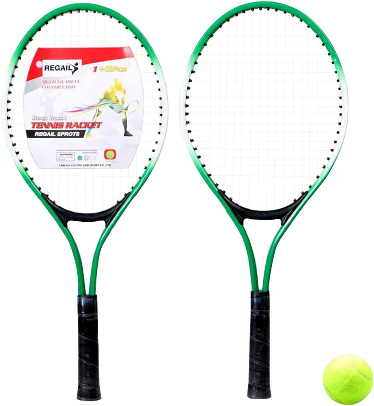 Kids Tennis Racquet Set with 2 Racquets and 1 Ball, Junior Tennis Set, Kids Junior Tennis Racquet Set, Control Grip Tennis Racquet for Beginner Boys and Girls