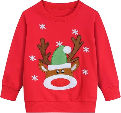 DDSOL Toddler Little Girl Christmas Sweatshirt Kid Ugly Santa Claus Reindeer Tree Shirt Xmas Long Sleeve Tee Top Clothes