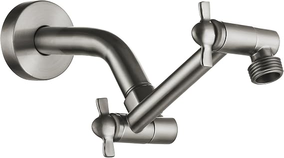 Shower Extension Arm, Height & Angle Adjustable Shower Extender with Unique Locking Gear for Perfect Position, 5 Inch Anti-Leak Adjustable Shower Arm (5 Inch, Brushed Nickel)