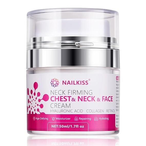 Neck Firming Cream with Retinol, Collagen & Hyaluronic Acid - Tighten & Lift Crepey Skin, Improve Wrinkle Appearance, Even Skin Tone - 1.7 Fl Oz Moisturizer for Face & Neck