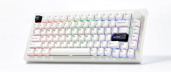 Akko 5075 V3 Black on White Gaming Keyboard, 75% Multi-Modes Gasket Mount Mechanical Keyboard Programmable with RGB Backlit Hot-swappable Frost Pink Switch