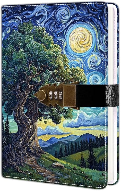 A5 Diary with Lock - PU Leather 244 Pages with Combination Lock Lockable Lined Journal for Personal Notes Travel or School Gift Idea for Women & Men