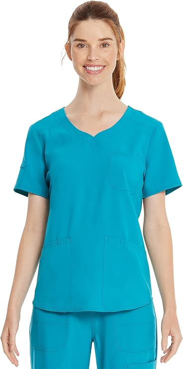 ScrubStar Womens Scrub Top Sweetheart V-Neck Nursing Uniform 3 Pockets