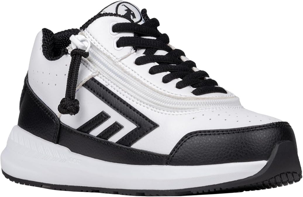 SpecialKids.Company Billy Adaptive Footwear for Kids, Goat Hoop High Top - Canvas, White/Black
