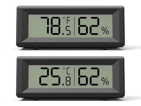 Small Digital Hygrometer, Humidity Meter, Indoor Thermometer, Room Temperature and Humidity Monitor, Gauge with Accurate Sensor, for House, Home, Baby Room, Greenhouse, Humidor, Incubator, Reptiles