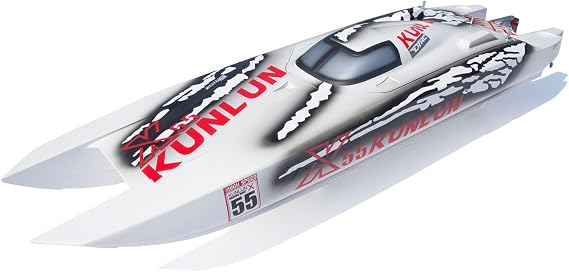 DTRC X55 Waterproof Remote Control Racing Boats 130km/h High-Speed RC Boat Model Hobby Grade Model for Ages 14+(White)