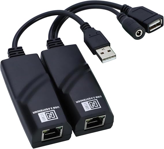 High Speed USB 2.0 Over Cat5 Cat6 Extender Kit with Active Power Max Transmission 320FT / 100M