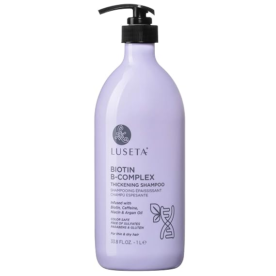 Luseta Biotin B-Complex Thickening Shampoo for Hair Growth and Strengthening - Hair Loss Treatment With Caffeine and Argan Oil for All Hair Types, Including Men & Women, 33.8oz