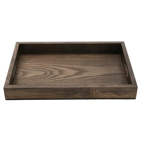 G.E.T. WD-13-ASH Taproot Ash Wood Serving Tray/Ottoman Tray with Handles, 14.25" x 9.5"