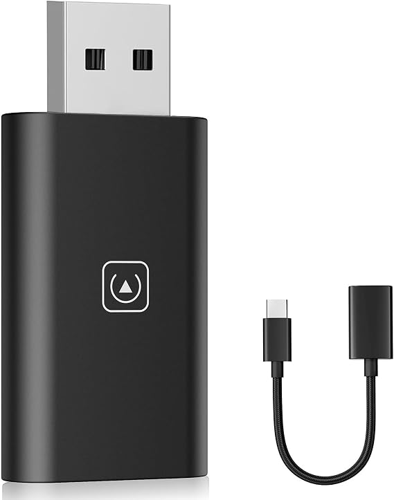 Apple MFi Certified Wireless CarPlay Adapter for iPhone, 5GHz Wireless Carplay Dongle, Convert Wired to Wireless CarPlay, for Factory Wired CarPlay Cars from 2015, Plug & Play (Black)