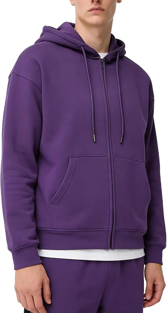 Men's Zip Up Hoodie Sherpa Lined Drawstring Heavyweight