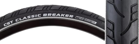 Cst Premium Classic Breaker Clincher Tire, 26x1.75, Black, Sc/Apl
