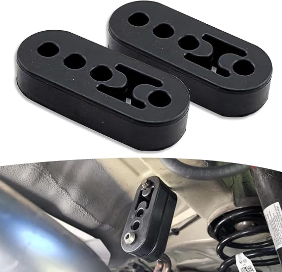 2 PCS 4 Holes Exhaust Rubber Hanger, Adjustable Exhaust Pipe Support Bracket, High-density Muffler Exhaust Hanger, Universal Bushing Muffler Insulator Shock Absorbent Mount Bracket (Black)