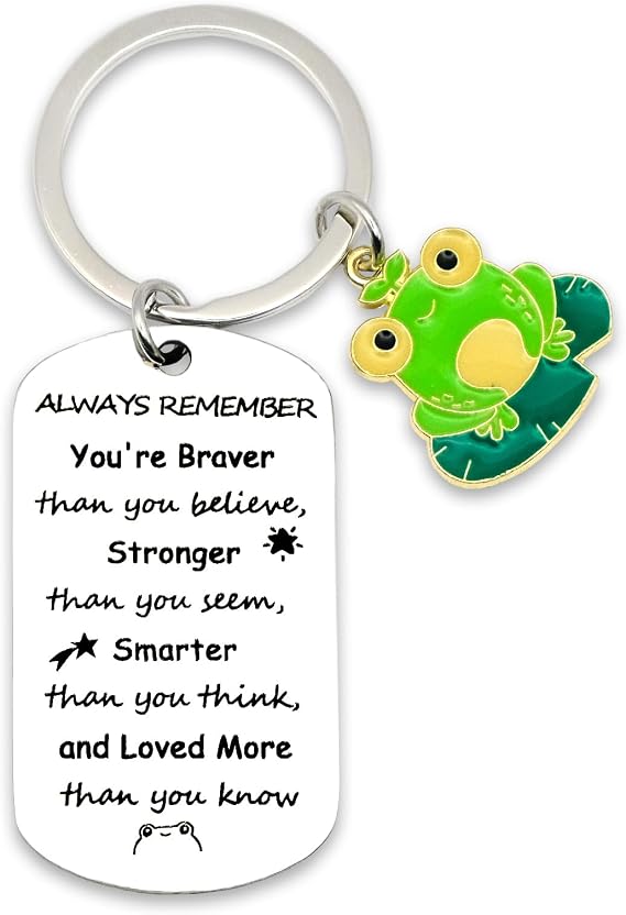 Frog Keychain for Women Men, Frogs Lovers Gifts for Him Her Inspirational Froggy Gifts Merch for Teen Boys Girl Frog Themed Stuff Birthday Christmas Graduation Valentines gift Back to School Supplies