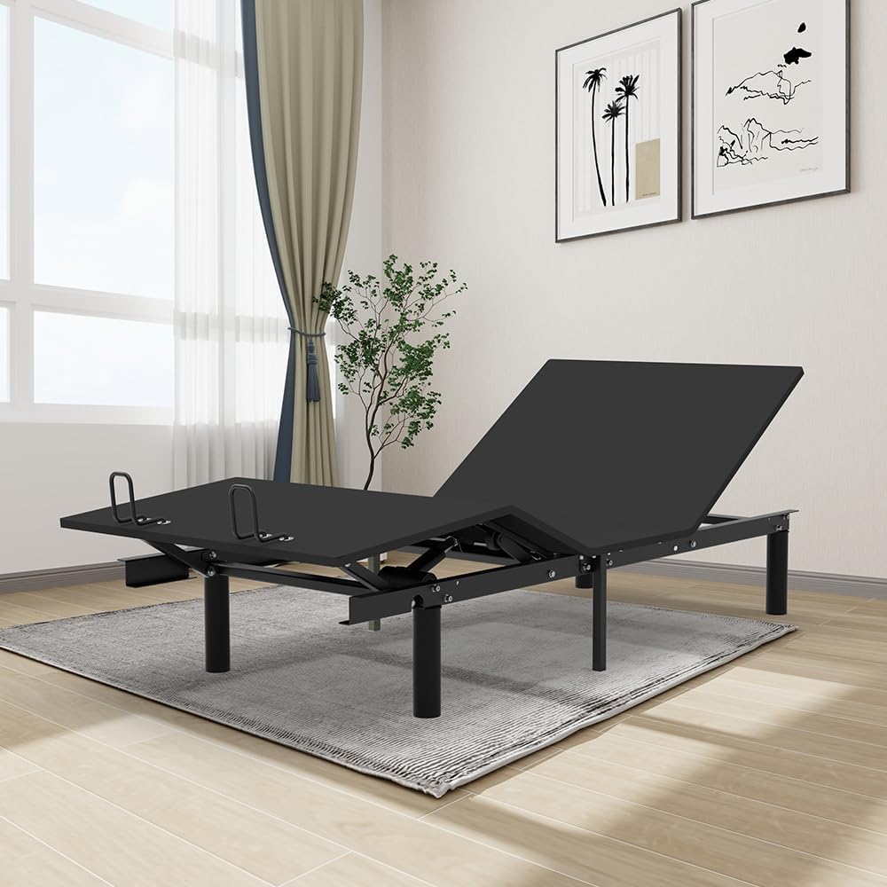 Twin XL Adjustable Bed Frame, Bed with Wireless Remote Control, Electric Bed Frame with Head and Foot Incline,Easy 2 Person Assembly,Zero Gravity,Anti-Snore,Ergonomic and Under Bed Lighting
