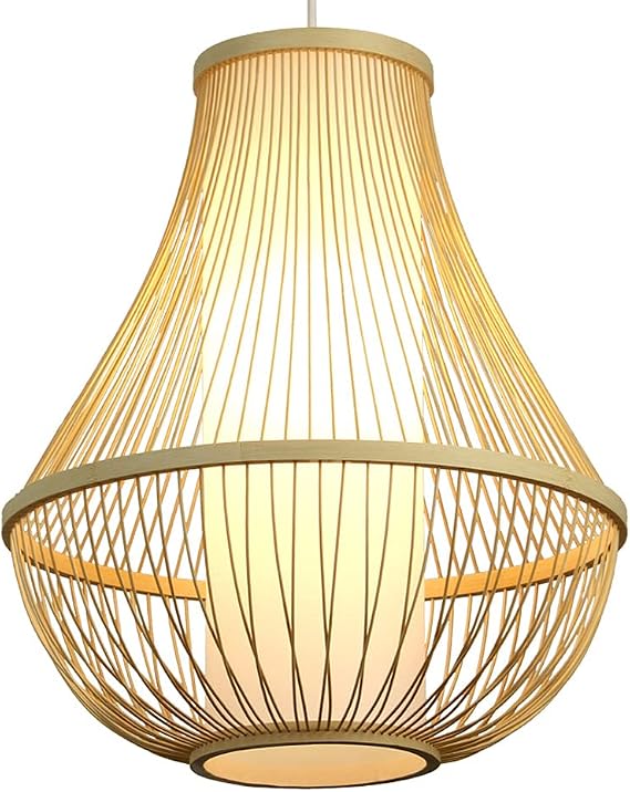 Pendant Lighting E27 Round Shape Hanging Light Ceiling Lamp Bamboo Lantern Pendant Lamp Natural Wooden Lantern, for Living Room Tatami Restaurant Cafe Teahouse Bar Lighting Fixture