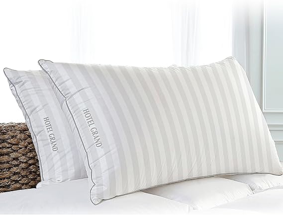 Hotel Grand Bed Pillows Standard Size Pillows Set of 2 Pack Feather Down Pillows for Side/Back Sleeper,28"x20"