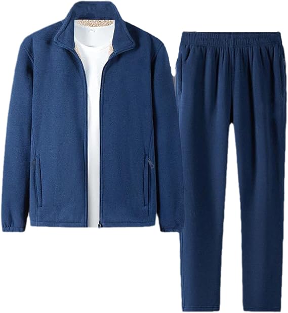 Winter Tracksuit Men Set 2 Pieces Men Set Sportswear Suit Clothes Zipper Jacket + Pants Velvet Thick Jogger Set