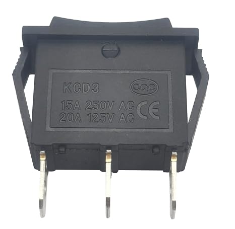 3 Pins 3 Position ON/Off/ON Toggle Rocker Switch, Black