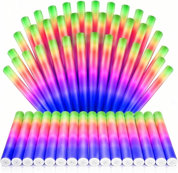 The Glowhouse Foam Glow Sticks Giant LED 18 Inch Multicolour – Bright Flashing Light Up Batons with 3 Modes – Party, Festival, Wedding, Birthday & Concert Bulk Pack UK (200 Pack)
