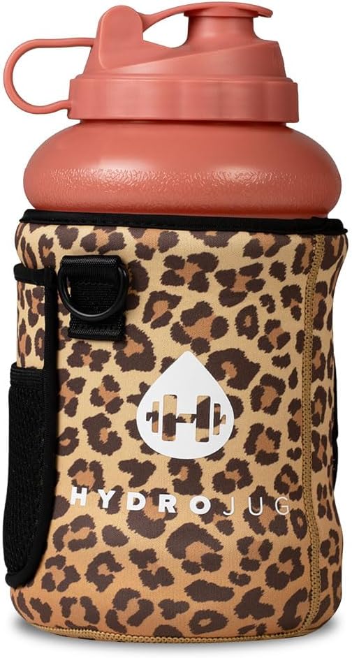 HydroJug Half Gallon (64oz) Water Bottle, Sleeve, and Straw Bundle - Leakproof, Durable Jug w/Pocketed Insuator Sleeve & Shoulder Strap - Great For On-The-Go Hydration - Dishwasher Safe, BPA Free