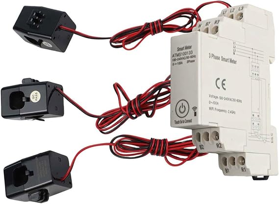 for ZIGBEE Three-Phase Smart Energy Meter, 100A Power Monitor With Split Core for CT, Real-Time for TUYA App Remote Tracking For Solar Grid Consumption In Home Factory Commercial