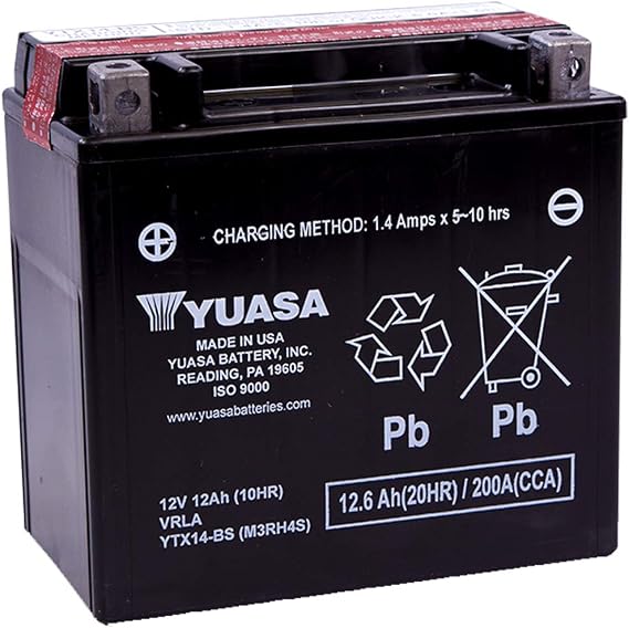 Yuasa YTX14-BS Maintence Free Battery with Acid Pack
