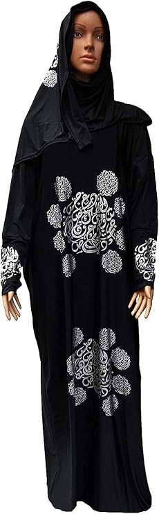 bonballoon Women's One Piece Isdal Izdal Muslim Islamic Islami Islam Prayer Overhead Dress Modest Outfit Clothing Hijab Scarf Abaya Galabeya Gilbab Kaftan Robe Attire ( Black ) X-Large