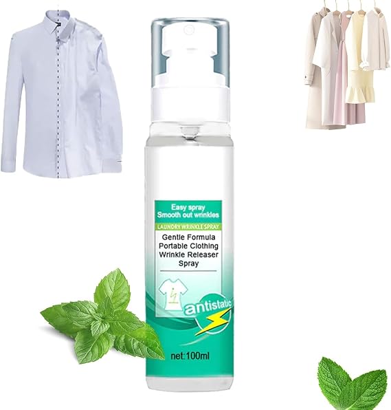Portable Clothing Wrinkle Releaser Spray, Portable Clothing Wrinkle Releaser Spray, Anti Static Spray For Clothes, Clothes Refresher Spray for Travel (1pcs)