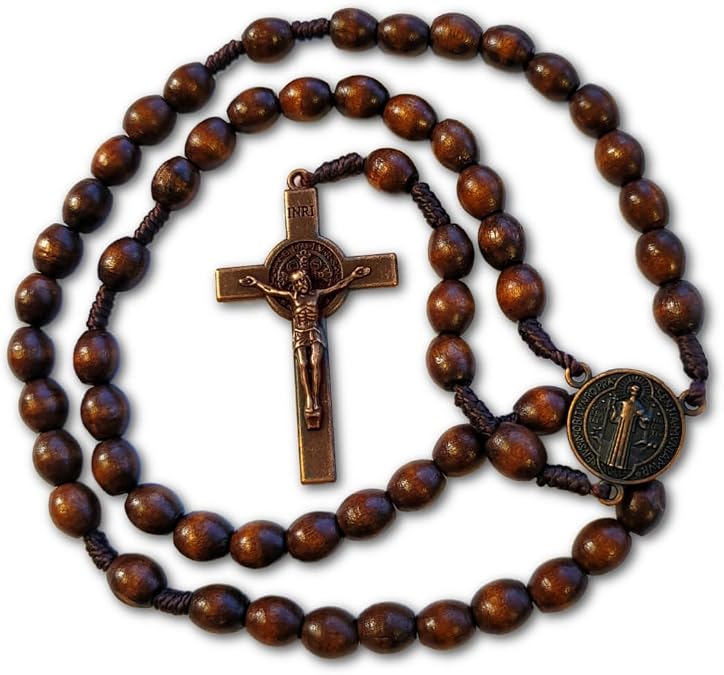 Copper and Wood St. Benedict Catholic Rosary - Handmade - Catholic or Christian Gift Rosaries
