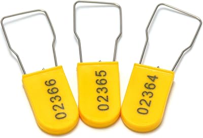 500pcs Security Metal Wire Padlocks, Plastic Security Seals Disposable Anti-Tamper Tag Locks with Numbered Anti Tamper Tag Hasps Yellow, 500pcs