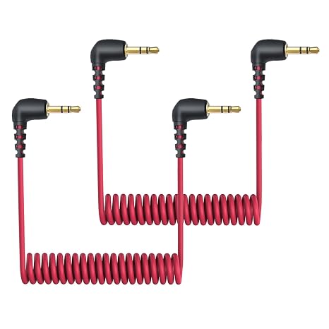 2-Pack 3.5mm Microphone Cable for DJI Mic 2 & Rode Wireless Pro, Go 2, Red