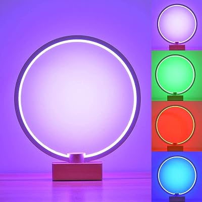 RGB Bedside Lamp LED Dimmable Table Lamp, for Bedroom,A Wooden Living Room Table Lamp, with Color Change,4 Modes, Soft Ambient Light Desk Lamp