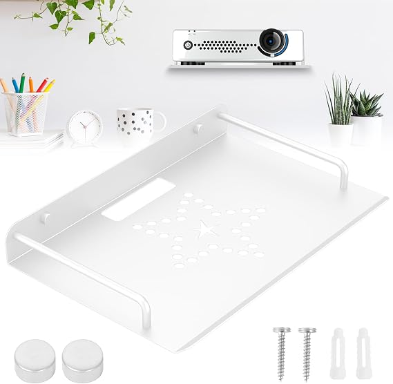 Wall Mount Projector Shelf, 33×21×4cm Router Shelves Under TV, Floating Game Console Stand for Cable Boxes, DVD, Speaker, TV Accessories