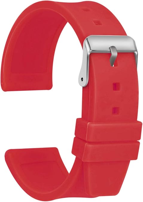 Silicone Watch Strap Replacement Rubber Watch Band Waterproof Smooth Flexible Men Women - 16mm, 18mm, 20mm, 22mm, 24mm, 26mm, 28mm Watch Bracelet with Silver Buckle