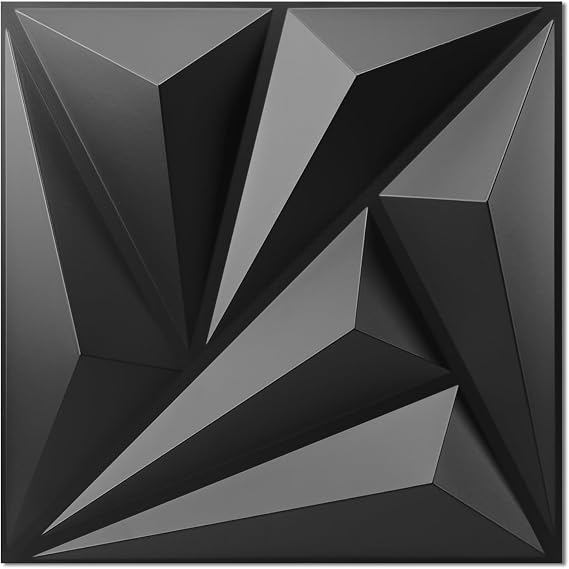 Art3d 20 Pack Decorative 3D Wall Panels Black 11.8"x11.8", 19 Sq.Feet PVC Interior Wall Decor