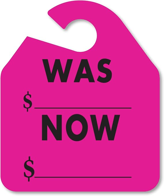 EZ Line Car Mirror Hang Tags Huge Fluorescent was Now Rearview Mirror Hang Tag Price Tags (Pink)