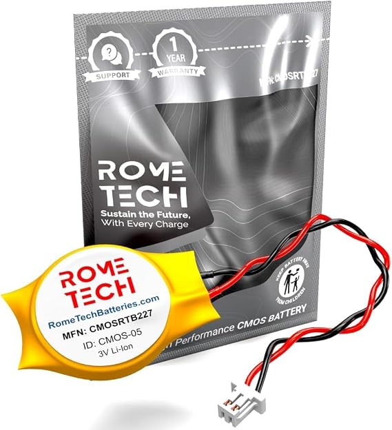 Rome Tech CMOS BIOS Battery for Lenovo ThinkPad X230, T510, T520 - Backup 3V RTC CR2032 with 2 Wire Cable