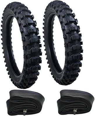 70100-19 Front Tire and 90100-16 Rear Tire with Tube Fit for 50cc-150cc Dirt Pit Bikes, Intermediate Terrain Motocross US Stock