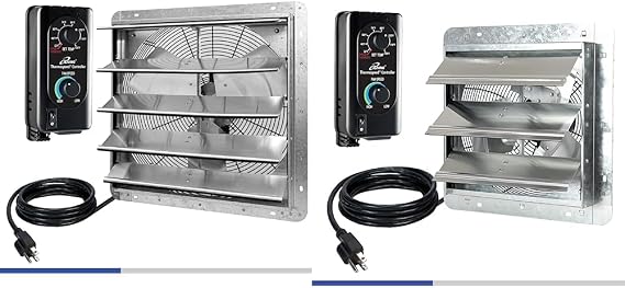 iLiving 20" & 12" Wall Mounted Exhaust Fan, Automatic Shutter, Thermostat & Variable Speed Controller
