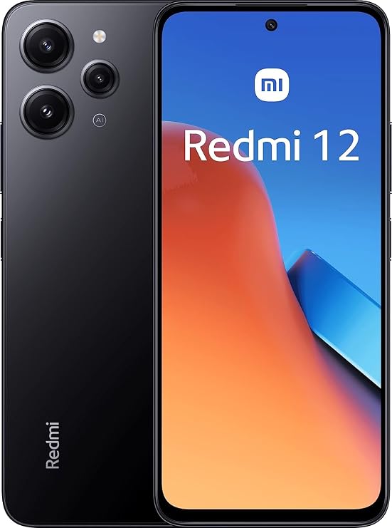 Xiaomi Redmi 12 4G LTE (128GB + 8GB) Factory Global Unlocked 6.79" 50mp Triple Camera (for Tmobile Mint Tello Global) (Midnight Black)