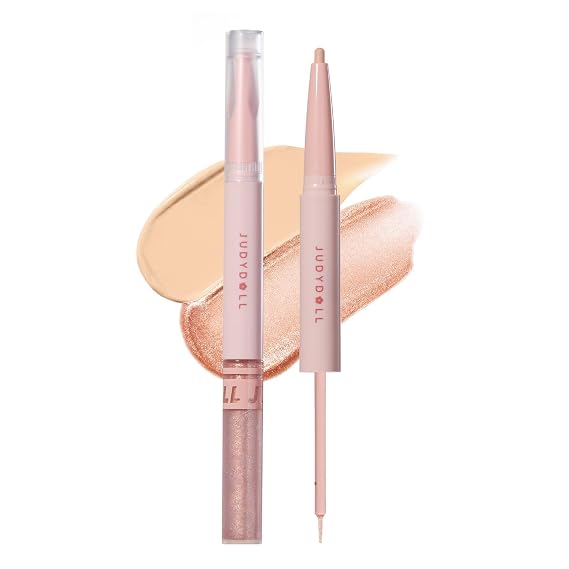 JUDYDOLL Double-Ended Aegyo-Sal Pencil, 2-in-1 Under-Eye Highlighter & Top Coat, Under-Eye Enhancer for Defined, Lifted Look, Voluminous Eyes (D01 Champagne Glow)