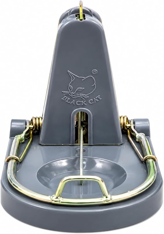 Black Cat Rat Trap - Powerful Quick-Kill Snap Trap for Rats – Reusable, Easy-Set Rodent Control for Home, Garden, Garage & Farm