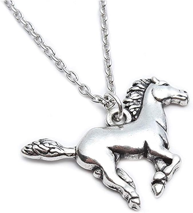 CCBFY Silver Horse Gifts for Girl Teen Kids Necklace Stainless Steel Necklace Horse Jewelry for Women Gift 18"+2"