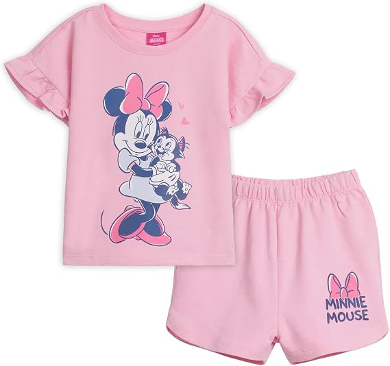 Disney Girls' French Terry T-Shirt and Shorts Set for Baby & Kids
