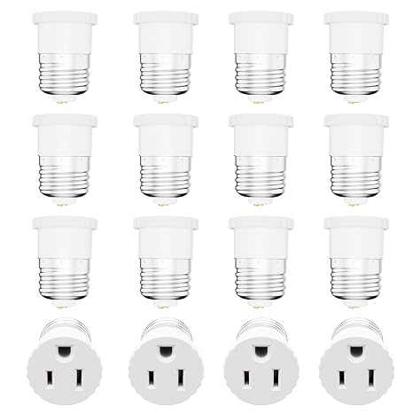 16 Pack, Light Socket Plug Adapter, Convert Light Bulb Socket to Outlet Adapter (White).